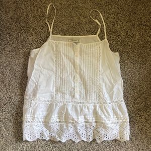 Abercrombie white eyelit top medium